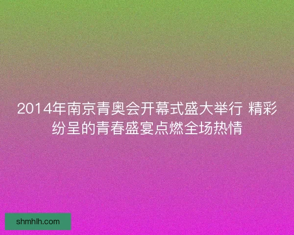 2014年南京青奥会开幕式盛大举行 精彩纷呈的青春盛宴点燃全场热情