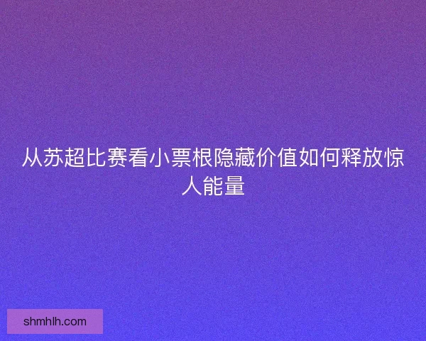 从苏超比赛看小票根隐藏价值如何释放惊人能量